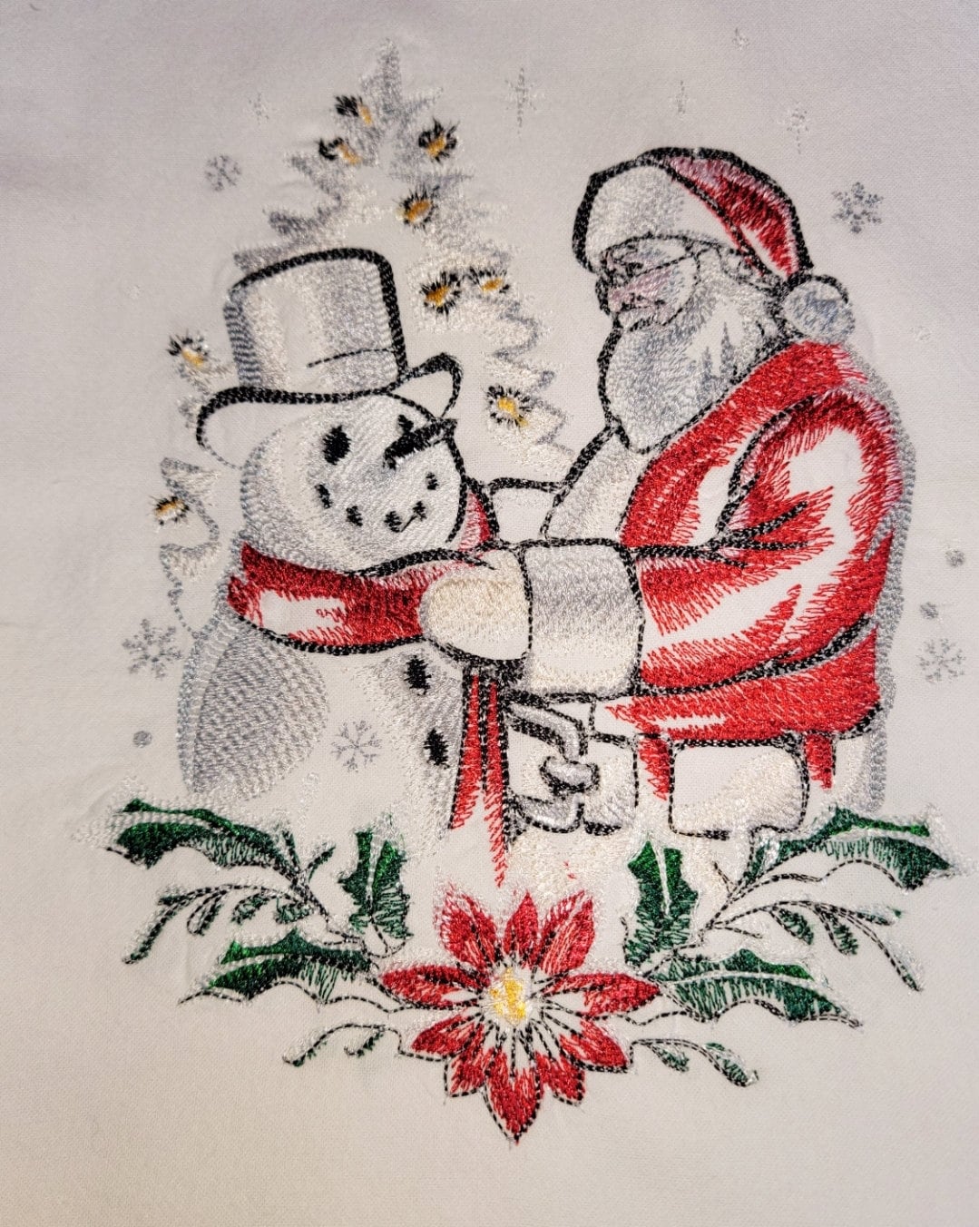 Ships within 24 hours | Santa and Frosty Tea Towel | Gift Idea | Embroidered Towel | Christmas Decor | Holiday Decor | Kitchen | Hostess