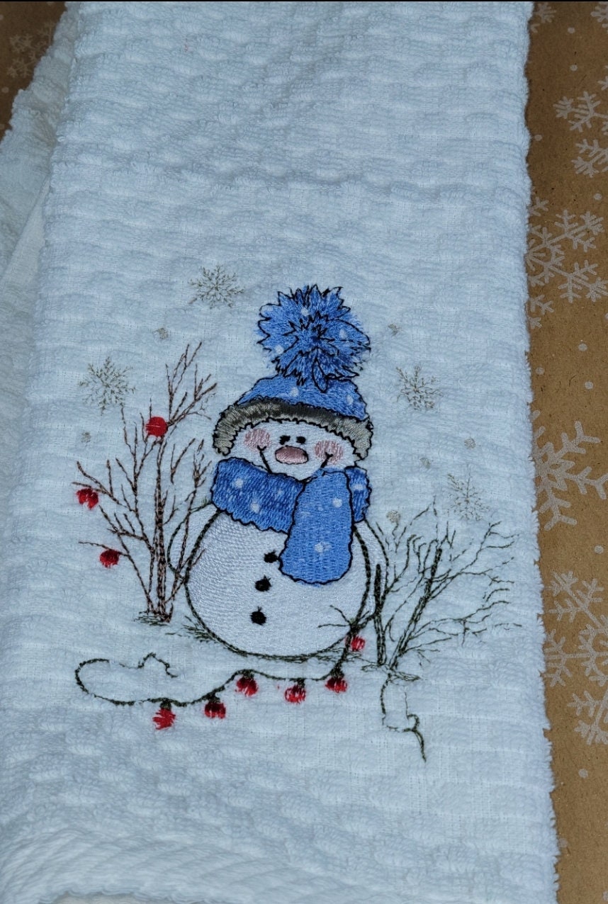 Ships within 24 hours of order | Whimsical, Festive Snowman Towel | Gift Idea | Snowman | Hand Towel | Holiday Decor | Christmas Decor |
