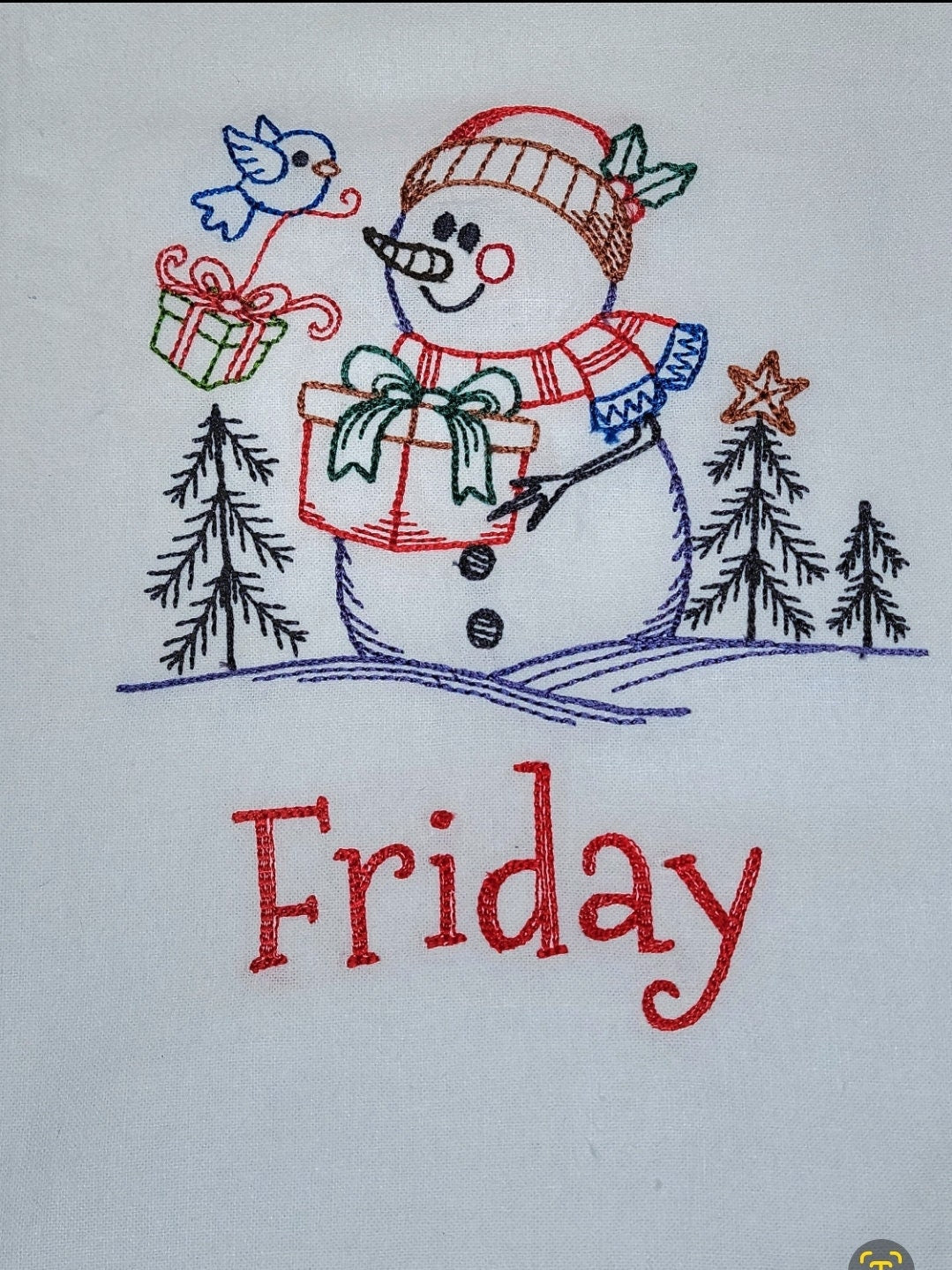 Fast Shipping  | Day of Week Towel Set | Tea Towel | Holiday Decor | Dish Towel | Kitchen Decor | Gift Idea | Christmas Towels | Snowman |