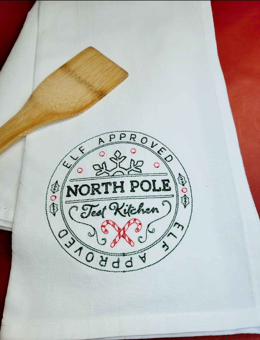 Ships within 24 hours of order | North Pole Tea Towel | Gift Idea | Embroidered Towel | Christmas Decor | Tea Towel | Dish Towel | Santa