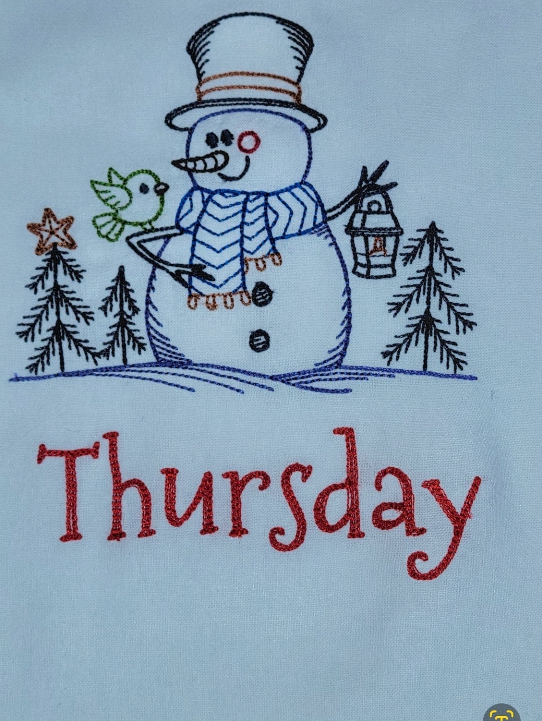 Fast Shipping  | Day of Week Towel Set | Tea Towel | Holiday Decor | Dish Towel | Kitchen Decor | Gift Idea | Christmas Towels | Snowman |