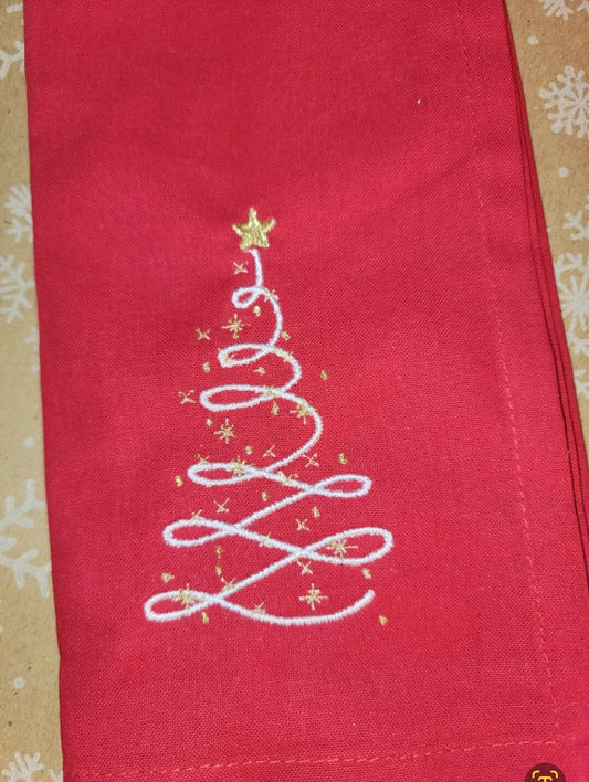 Ships within 24 hours of order | Set of 6 Embroidered Holiday Napkins | Dinner Napkins | Christmas Decor | Holiday Decor | Christmas Tree