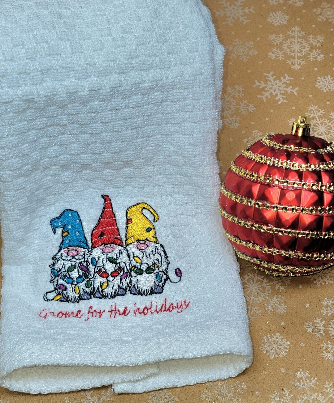 Ships within 24 hours | Gnome for the Holidays Embroidered Towel | Guest Towel | Holiday | Christmas Decor | Gift Idea | Gnomes | Kitchen