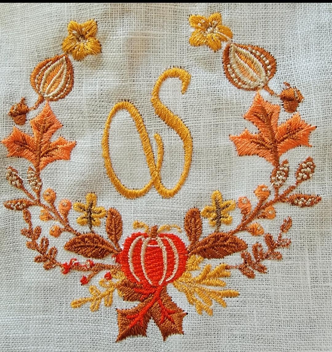 Ships within 24 hours | Set of 4 Fall Themed Monogrammed cocktail napkins | Thanksgiving cocktail napkins | Monogrammed Hemstitched Napkins