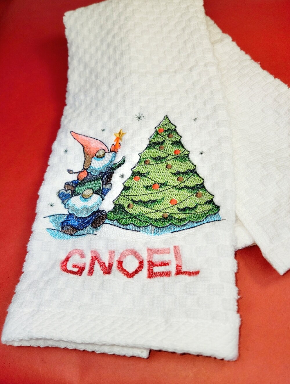 Holiday Guest Towel | Hostess Gift | Embroidered Towel | Gnome | Hand Towel |  Holiday Decor | Christmas Gnome | Christmas Decor | Elf